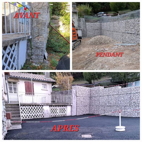 Réalisation d'un mur de soutènement en gabion à Gémenos avec avant/après